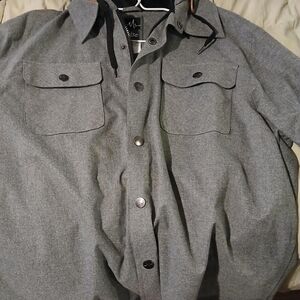 Men's Charcoal Button-Up Shirt Jacket